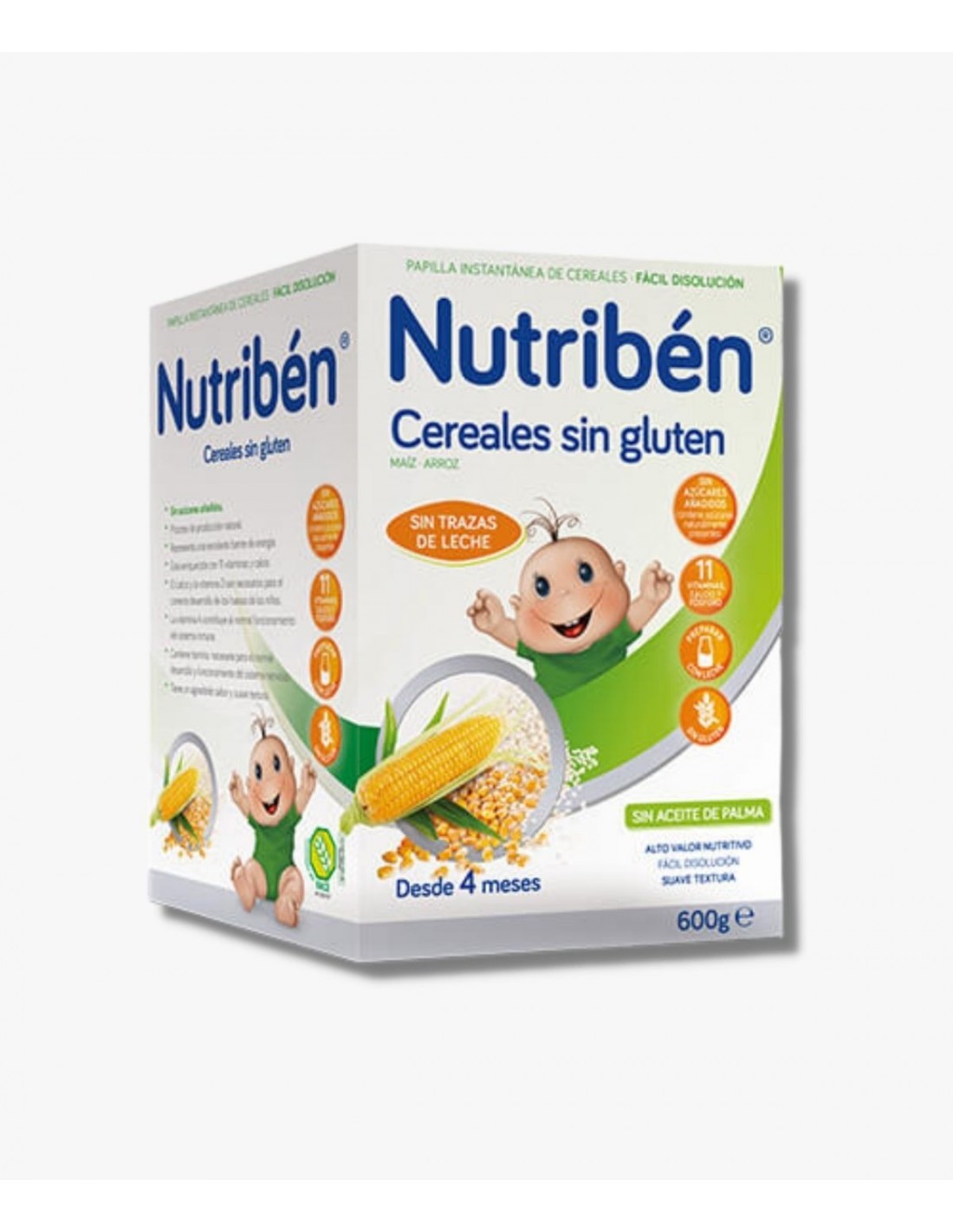 Nutribén Papilla de Cereales Sin Gluten, Sin Aceite de Palma ni
